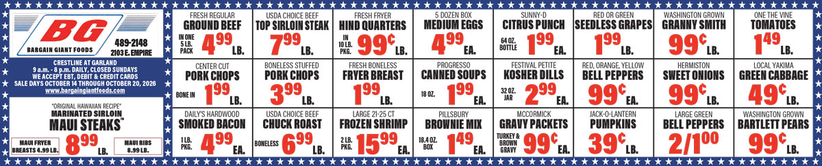 Bargain Giant Foods Weekly Specials