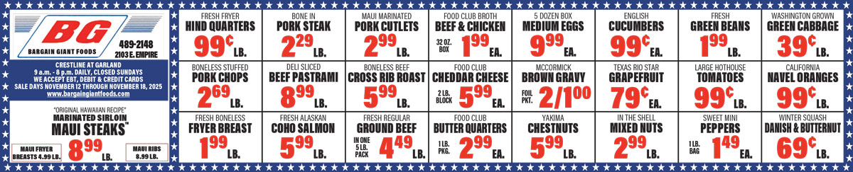 Bargain Giant Foods Weekly Specials