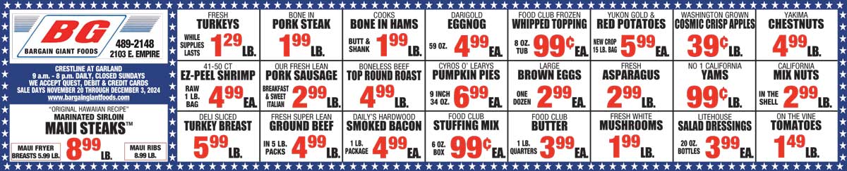 Bargain Giant Foods Weekly Specials