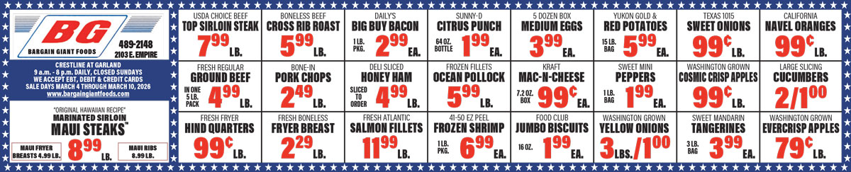 Bargain Giant Foods Weekly Specials