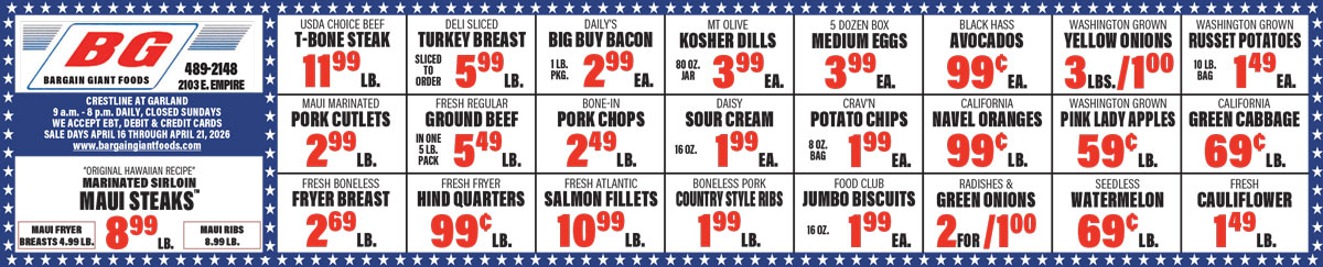 Bargain Giant Foods Weekly Specials