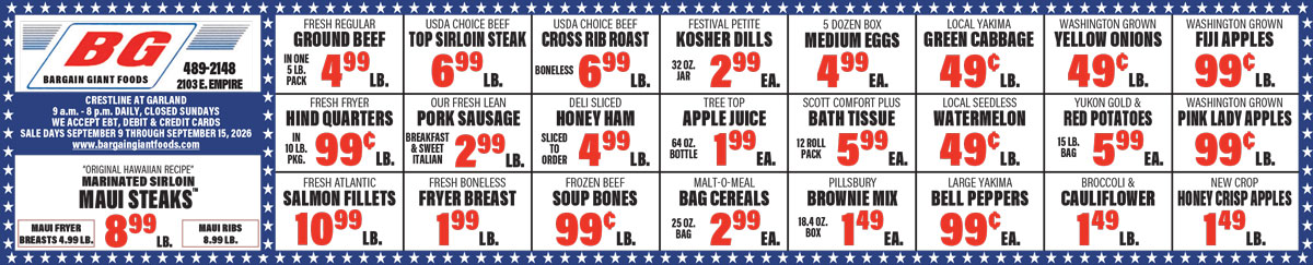 Bargain Giant Foods Weekly Specials